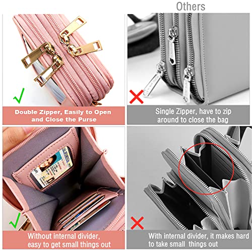 Image of Crossbody Cellphone Purse Women Touch Screen Bag RFID Blocking Wallet Handbag Shoulder Strap