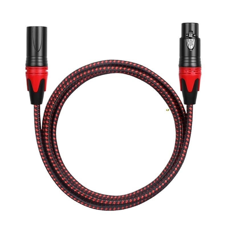 Professionelles XLR-Mikrofonkabel, Stecker auf Buchse, vergoldet, 3-poliges XLR-Kabel, symmetrisches Mikrofon-Mischkabel, mehrfarbig (M-F Rot, 1,5 m)