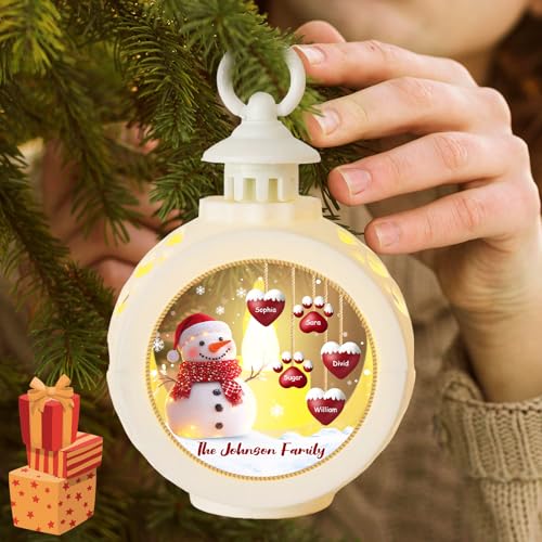 Personalized Christmas Lantern Custom Snowman Christmas Candlelight with Name Custom Candlelight Lantern Ornament Family Hanging Light Ornament Custom Snowman Lanterns Decorative Gift - Image 4