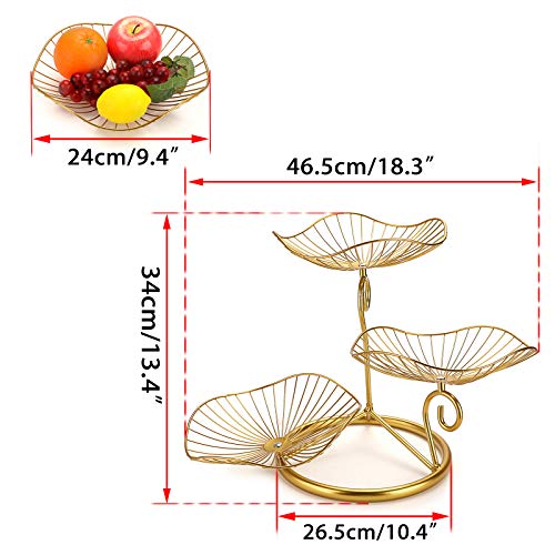 Ownmy 3-Tier Fruit Basket Stand Decorative Iron Fruit Bowl, Metal Wire Fruit Holder Storage Trays Table Countertop Holder For Vegetables Bread Snack, Modern Fruit Bowls For Kitchen Home Use (Gold) #TOP2
