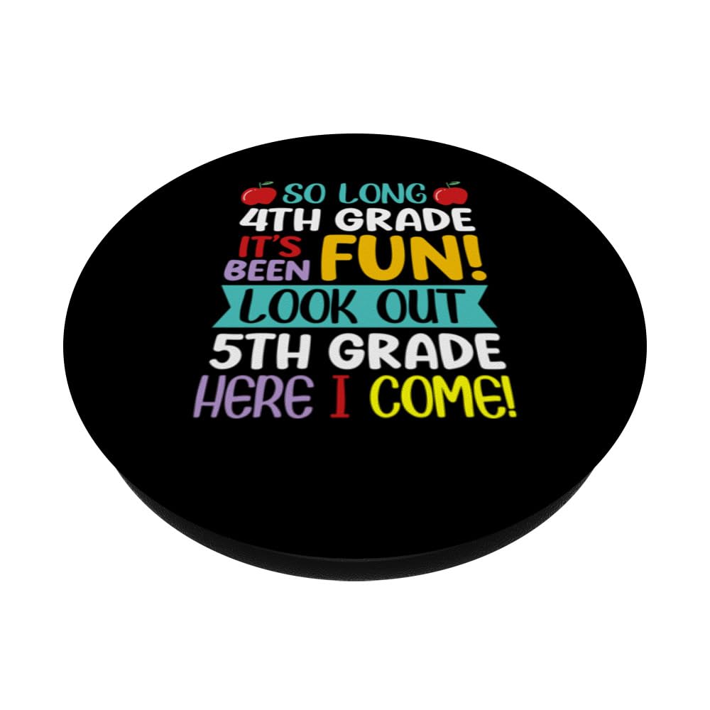 So Long 4th Grade 5th Grade Here I Come Graduation PopSockets Swappable PopGrip, Black - Image 2