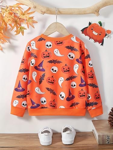 Halloween Sweatshirt Kids Glow in the Dark Dinosaur Shirt Boys Pumpkin Tops Bat Long Sleeve Cotton Outfits 1-7T4
