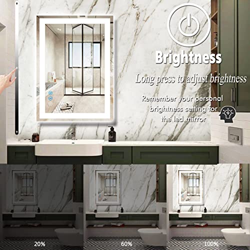 THEKLA 20 x 30 Inch Bathroom Vanity Mirror with Lights 3 Color Front Light up Mirror for Bathroom Wall LED Mirror Touch Control Lighted Mirror Anti-Fog Dimmable 30 Inch Rectangle Bathroom Smart Mirror