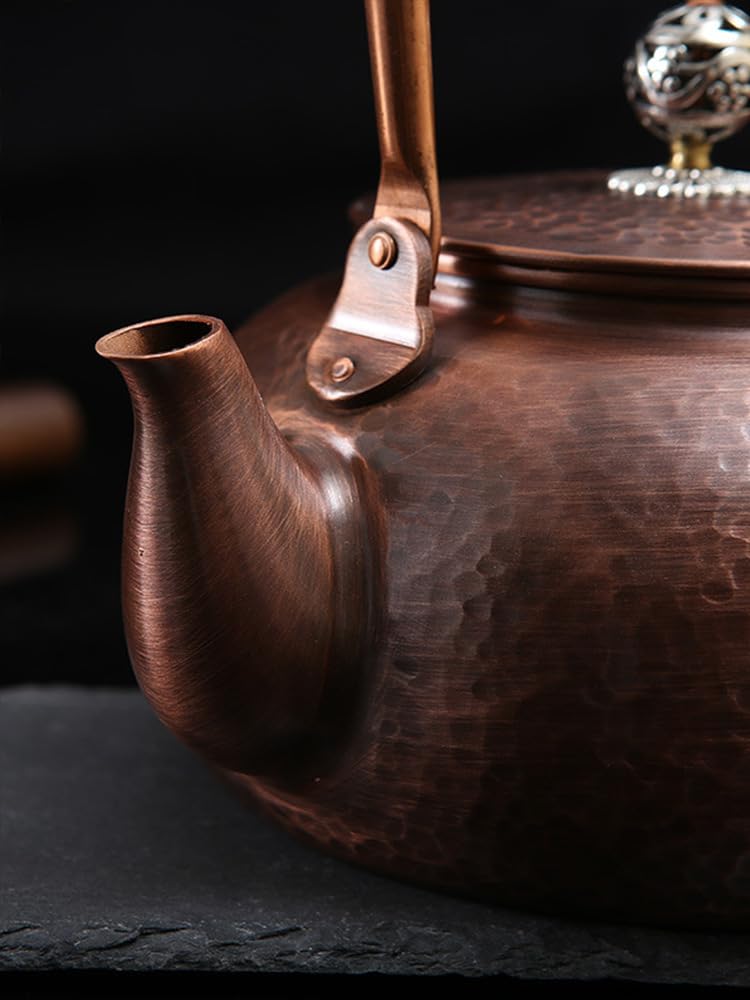Ręcznie wykonany czajniczek z czystej miedzi, czajnik z czystej miedzi do kuchenki gazowej, zestaw do herbaty z czystej miedzi, miedziany czajniczek 1200 ml
