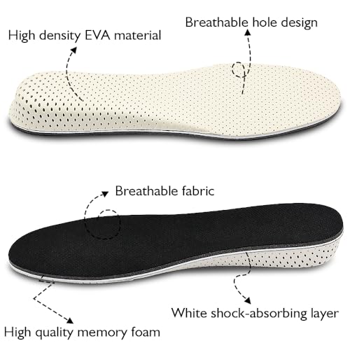 Image of Memory Foam EVA Height Increase Templates Insole 2-5cm Breathable Ultra Light Elevated Sports Insoles for Men Women Shoes Insert(Height Increase 5CM)