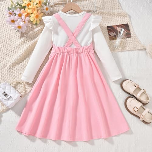Image of HIHA Little Girls Adjustable Corduroy Pinafore Overall Dress Set Size 6-12