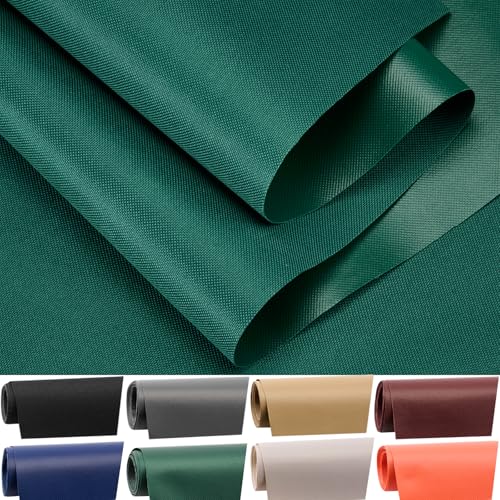 HYVAKUPPA Waterproof Canvas Fabric by The Yard 60' W 600 Denier PVC Backing Water Repellent Polyester Upholster Fabric Material for Indoor Outdoor Marine Awning Tent Craft DIY(1 Yard, Green)