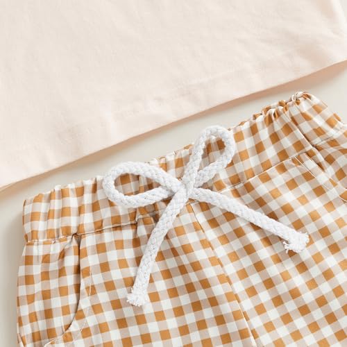 Image of Toddler Baby Boy Easter Rabbit Outfit Short Sleeve Bunny Carrot Smocked T-shirt Elastic Waist Shorts Summer Clothes