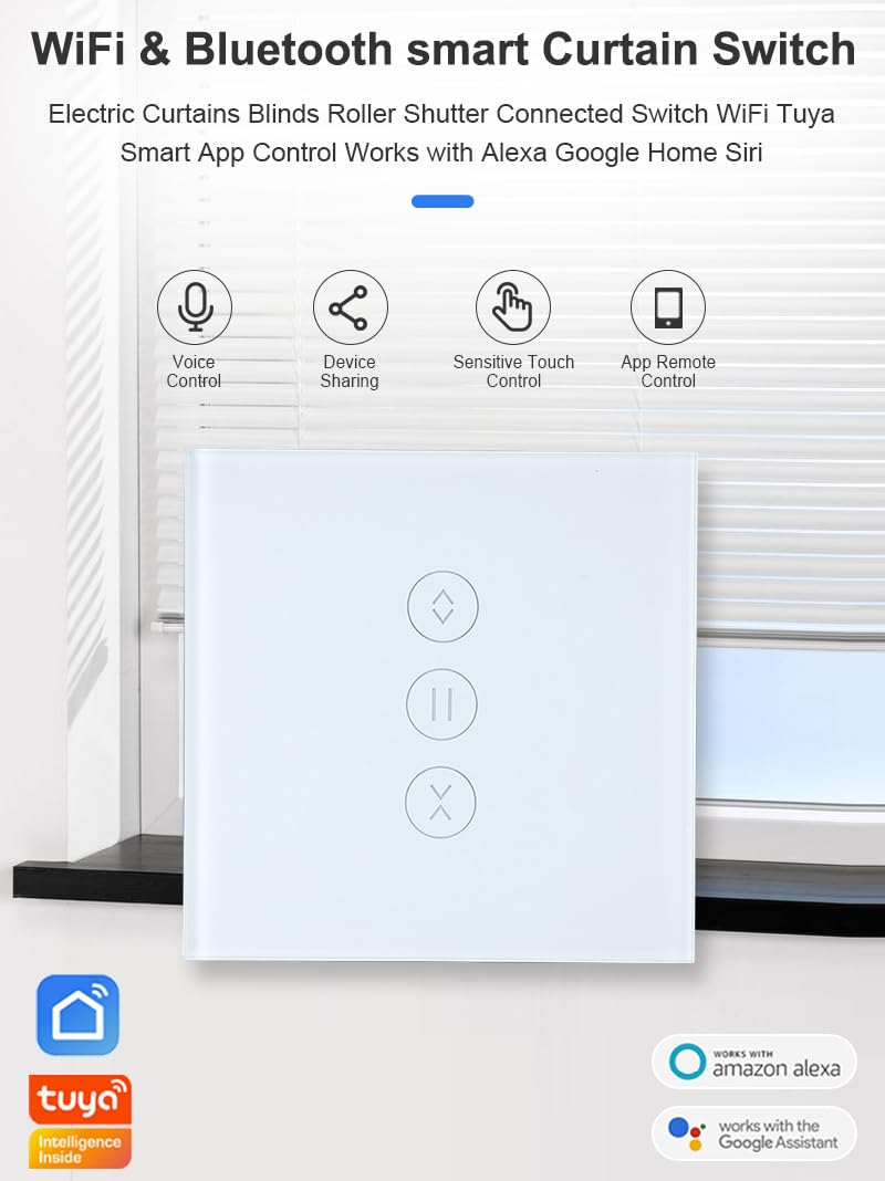 Interruptor de persiana WiFi, 1 unidad Smart Rolladen Temporizador de persianas, interruptor WiFi con control porcentual, control de persianas Smart Home, compatible con Alexa, Google, etc