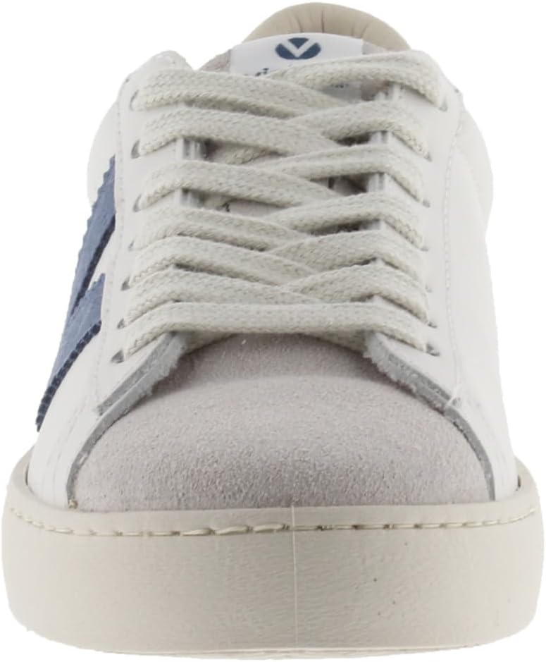 victoria Unisex Berlin Leather & Contrast Parts & Split Leather Toe Low Trainers 1126142 for Adults, Azure, 9.5 US - Image 2