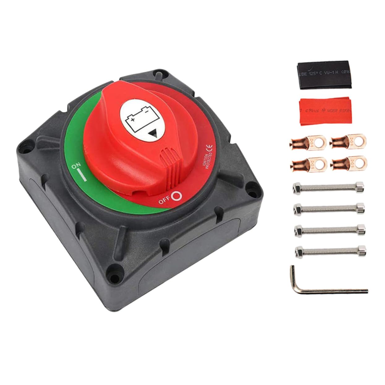 Interruptor Principal de Alimentación 600a, Aislador de Batería | Juego 1, Plástico y Latón, para Equipo Eléctrico y Batería en Camión o Barco, Operación Sencilla