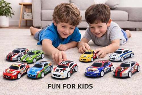 Image of Brand Conquer Die-Cast Metal Pullback Toy Cars, Mini Sports Car & Police Cars | Durable Metal Body Cars with Pull Back Mechanism | Kids Toy Cars Gift Set | Size 2.5 * 3 * 6.5 cm (Set of 10)