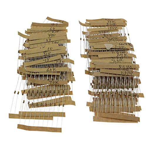 Baugger Resistores de metal,640pcs 1 / 6W 64 Values Kit de Resistores de Filme de Carbono 5% Resisto