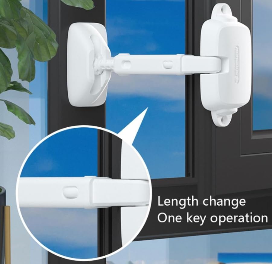 Luminexia Restrictor Ventana de Seguridad,Cerradura de Ventana Segura para niños,Tope de Ventana,fácil de Instalar,con Adhesivo 3M VHB,no se requieren Tornillos ni Perforaciones