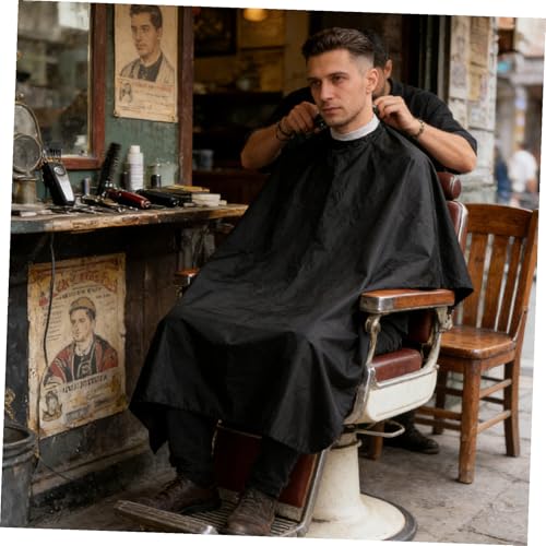 OSALADI Capa de barbería para salón de peluquería en satín con cierre de botón a presión 120x150cm capa para corte de cabello para barbería profesional y estilismo miniatura 5
