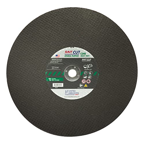 United Abrasives SAIT 23451 14X1/8X1 C24R Heavy Duty Concrete Portable Saw Cut-Off Wheels, 10 Pack