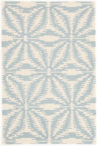 Dash And Albert Aster Sky Hand Micro Hooked Wool Rug, Runner-2.5 X 8 Feet, Sky Blue/Blue Geometric Pattern #TOP23