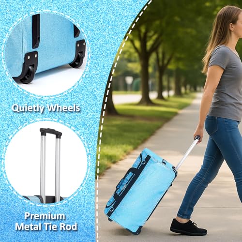 Rolling Dance Competition Bag with Retractable Garment Rack, 29 Inch, Blue, Wheeled Travel Suitcase with Privacy Curtain (Blue)4