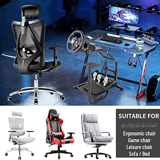 Minneer PRO Racing Wheel Stand with V2 Support Game Support Stand Up Simulation Driving Cockpit for Logitech G29/G27/G25/G920/Thrustmaster Racing Simulator Wheel Stand Without Wheel and Pedals
