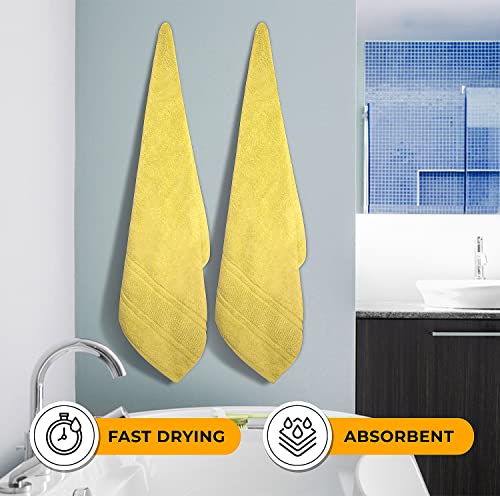 Laevis-Luxury Bath Towel Set 27 "X 54", Pack Of 4, 100% Ring-Spun Cotton-Maximum Softness, Quick-Dry, Highly Absorbent With Fluffy Dobby Borders (Yellow) #TOP3