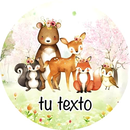 OBLEA o Papel de AZÚCAR, ANIMALES DEL BOSQUE, Personalizada Foto con Texto, Foto Comestibles para Tartas, Varios Tamaños. Disco 1