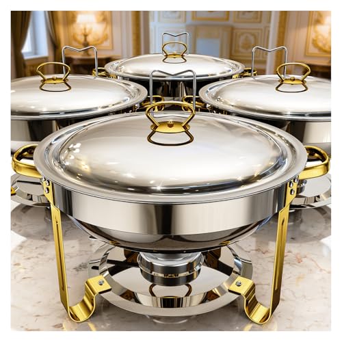 Chafing Dishes for Buffet 4 Pack,5 QT Food Warmers for Parties Buffet,Stainless Steel Round Chafers and Buffet Warmers Sets for Home,Gatherings,Birthday,Parties,Church Events,Catering Events