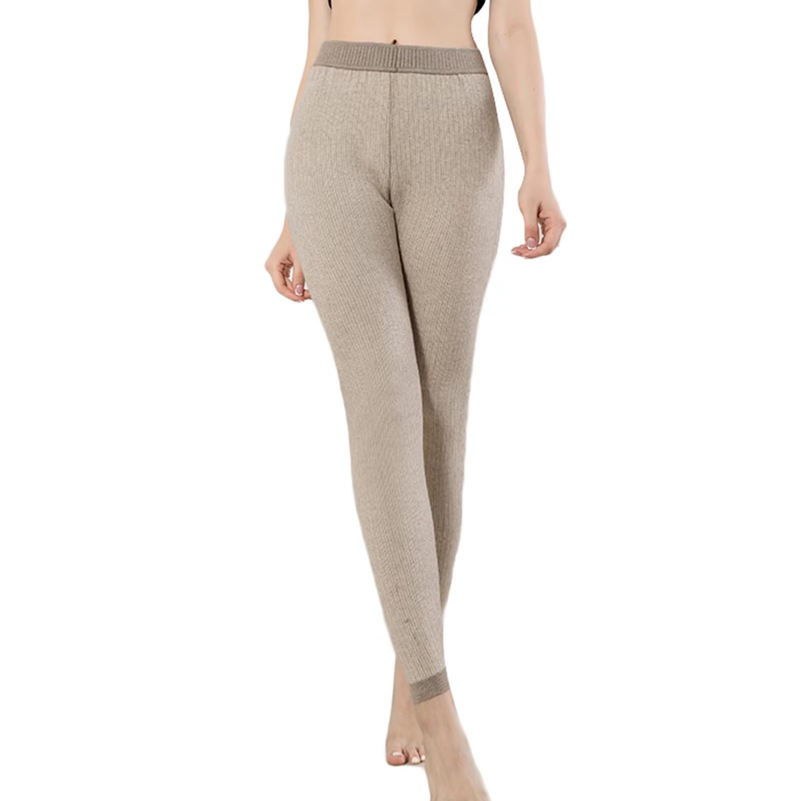 Womens Thermal Leggings 100% Cashmere Thermal Underwear Bottoms Pants Base Layer Trousers Winter Long Johns Ladies