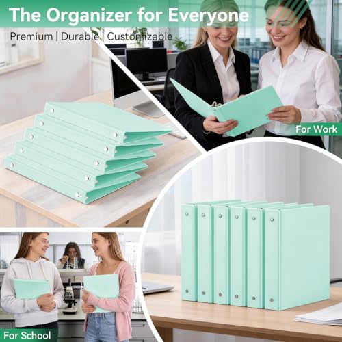 Image of SUIN 1 Inch 3 Ring Binder, Clear 1'' View Presentation Binders with 2 Pockets, Fits 8.5 x 11 Letter Size, Durable Polypropylene, Non-Stick & PVC-Free for School, Office & Home (Pastel Green)