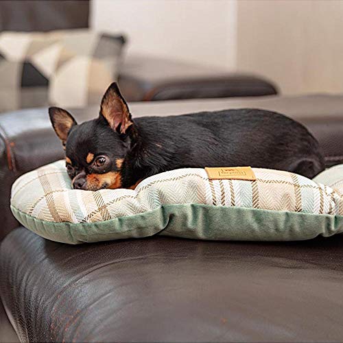 Ferplast Gepolstertes Kissen für Hunde und Katzen SCOTT 45/2, doppelseitig, schottisches Muster, weicher Samt, waschbar, Braun