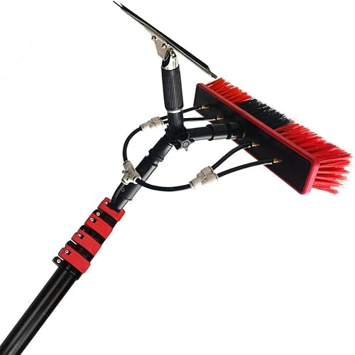 LAJUU Bastones de limpieza de ventanas, kit de poste de alimentación de agua, cepillo alimentado por agua con escobilla de goma, sistema de limpieza