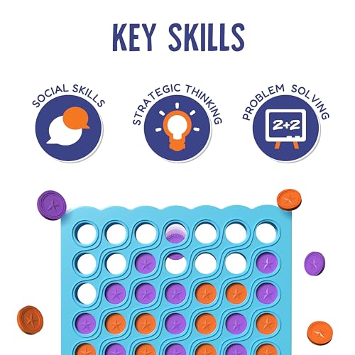 Image of Funskool Games, Strike 4, New and Improved, Classic disc Dropping Game, 4 in a Row, Connect Game, Family Games, Strategy Board Games, Toys for Kids and Adults, 2 Players, Ages 6 Years and Above