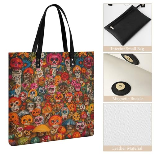 Sac fourre-tout mexicain grand format en cuir synthétique chic