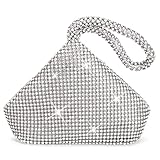 JIAN YA NA Fashion Women Rhinestone Large Trihedral Clutch Evening Bag Bling Zipper Wedding Purse