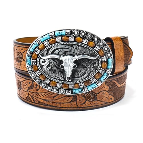 Vintage Western Belt Cowboy Belt With Big Buckle Beaded Leather Buckle Jeans Vintage Western