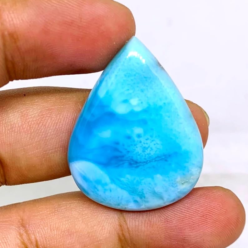 Larimar cabochon en vrac forme poire pour fabrication de bague - 2