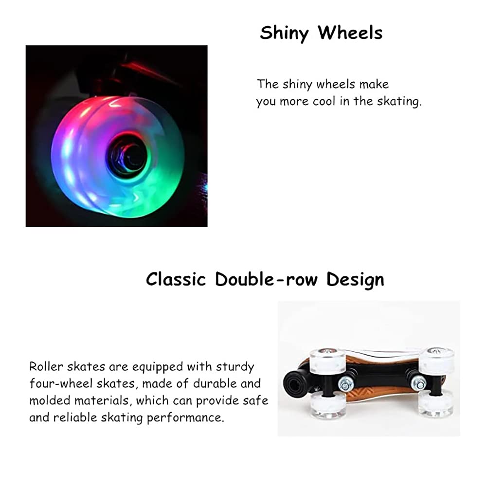 Patins roulettes Toile Quad Roller Skates pour Hommes Et Femmes Roller Quad Adulte Roller 4 Roues Enfant LED Patins à roulettes Artistiques Garçon Fille Retro Design