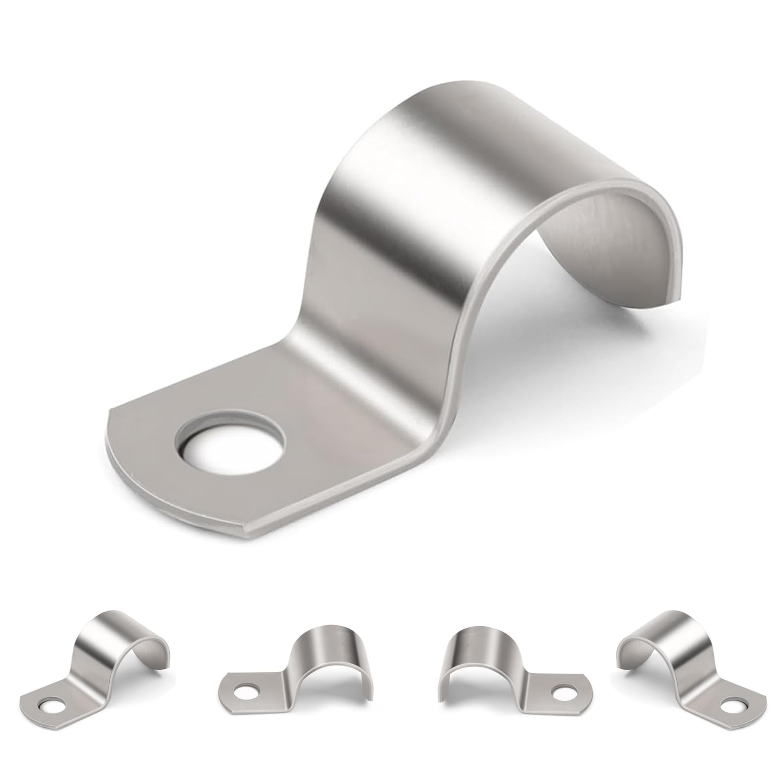 40 x metalowe obejmy kablowe, metalowe obejmy do rur, M10 V2A stal nierdzewna 304, mocowanie rury, klamra do węża, pojedynczy otwór, uchwyt rurowy, półobejma mocująca, mocowanie kabla do kabli Ø 9-10