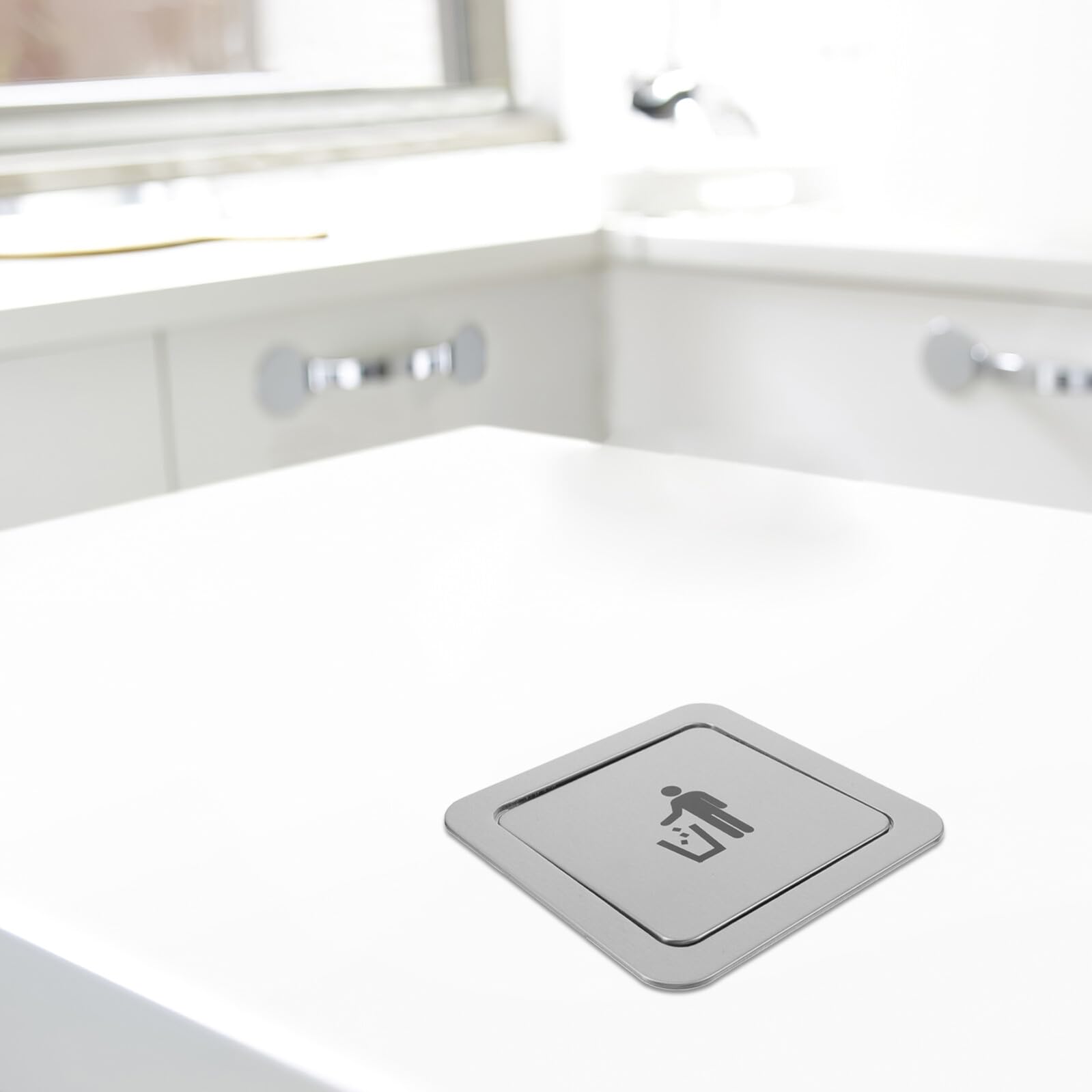 TEHAUX Coperchio in Incasso a Inossidabile da Acciaio della Spazzatura Quadrato Bidone Design Ergonomico Sportello Battente per Apertura 19-21 CM per Cucina