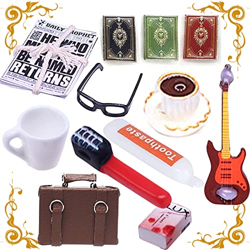 Juego de 12 Accesorios En Miniatura, Accesorios para Casa de Muñecas, Maleta Vintage de Casa de...