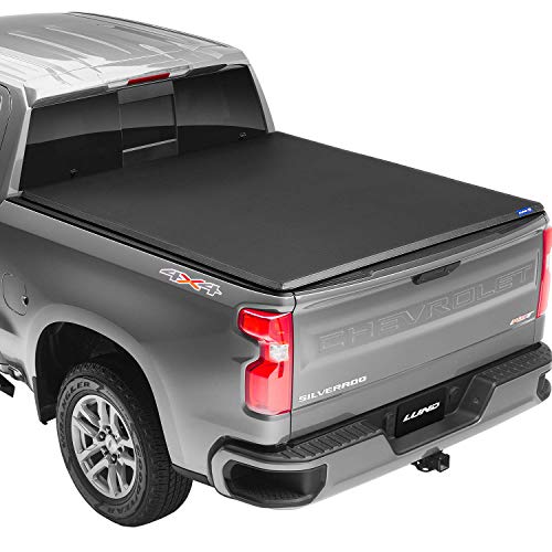 Lund Genesis Tri-Fold Soft Folding Truck Bed Tonneau Cover | 95094 | Fits 2007 - 2013 Chevy/GMC Silverado/Sierra 8' 2" Bed (97.6") #1