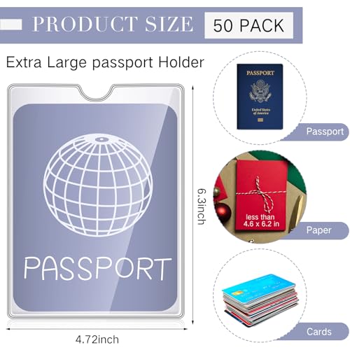 Patelai Transparente Dokumenten-Umschläge, Großpackung, 10,2 x 15,2 cm, Reisepasshülle mit Daumenkerbe, PVC-Kunststoff, Geldumschläge, hält bis zu 30 Blatt, für Schule, Büro, Reisen, Aufbewahrung,