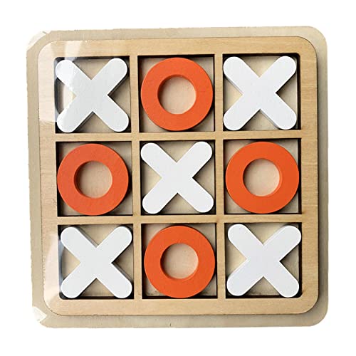Jeu de tic-tac-toe | 2 pièces Jeu de société en bois | Jeu en bois familial classique fait à la main pour enfants | Puzzle de stratégie pour adultes et enfants, 14 x 14 cm Cover