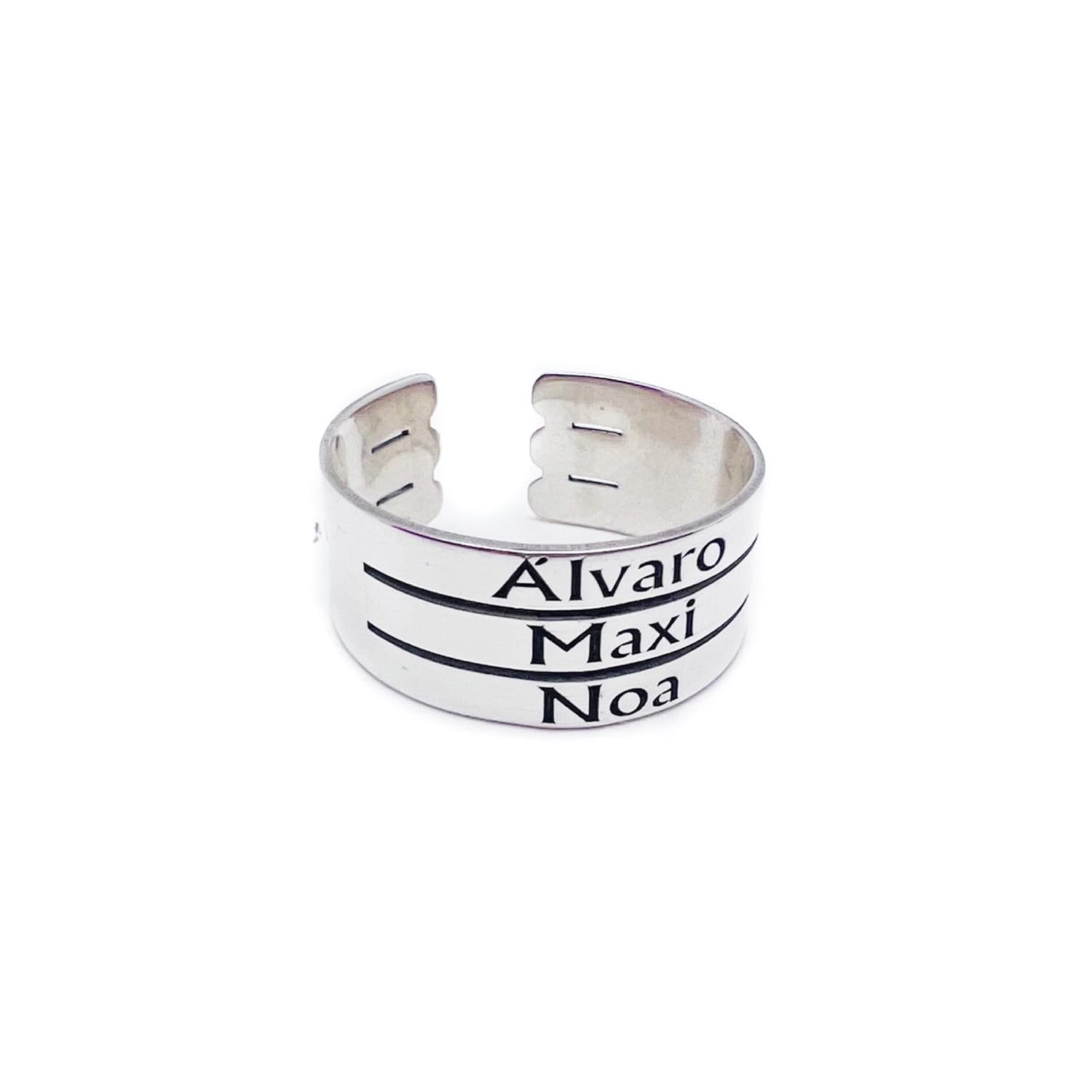 Anillo de Nombres Personalizado para Mujer – Plata 925 Ajustable – Joya Grabada, Regalo Perfecto para Mamá