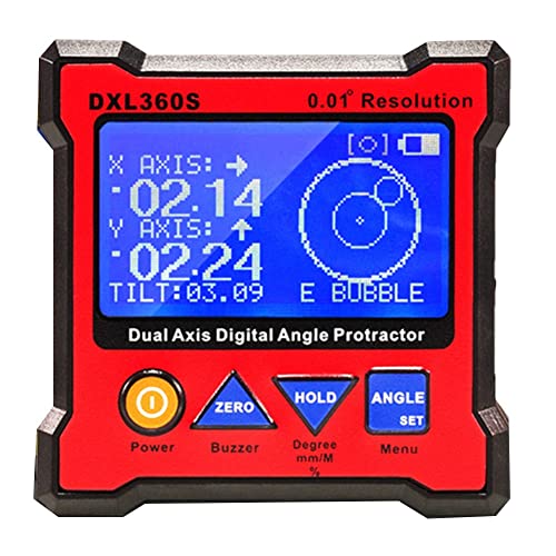 Kliplinc DXL360S - Transportador de ángulos de doble eje, dumpy, herramienta de diagnóstico de de burbuja con 5 lados Magnetfu, enchufe de la UE