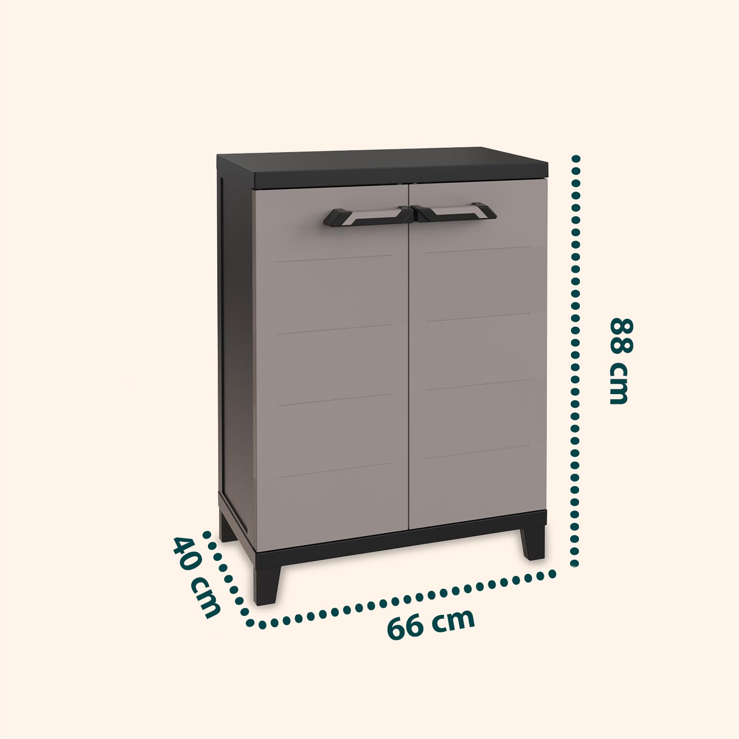 Avilia - Armadio da Esterno Basso Prime in Plastica Riciclata Effetto Legno con Ripiano Interno Regolabile, Ideale per Giardino e Balcone, Facile da Montare e Resistente alle Intemperie