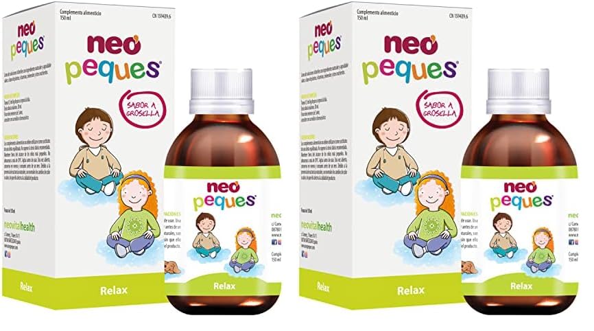 NEO PEQUES | Jarabe Infantil Relax | 150 ml | Para Problemas de Sueño e Inquietud en Niños | Mejora el Bienestar Digestivo | A Base de Plantas Naturales y Oligoelementos | Sabor Grosella