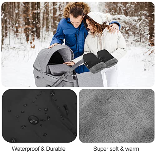 BNGXR Handwärmer Kinderwagen, Extra Lang Handschuhe Kinderwagen mit Fleece Innenseite, Warme Hände Wasserdicht Winddicht Schneebedeckt Universalgröße Handmuff Kinderwage für Kinderwagen Buggy