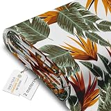 DreamRoots Tela impermeable por metros 600D 220g/m - Tela para tapizar sillas, sofas - Lona impermeable exterior 160 cm ancho Tropical Strelizia 2M