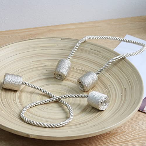 Miniatura 4 de Ocioli Paquete De 2 Alzapaños Magnéticos Para Cortinas Para Exteriores, Alzapaños Modernos De Cuerda Para Cortinas Beige, 2