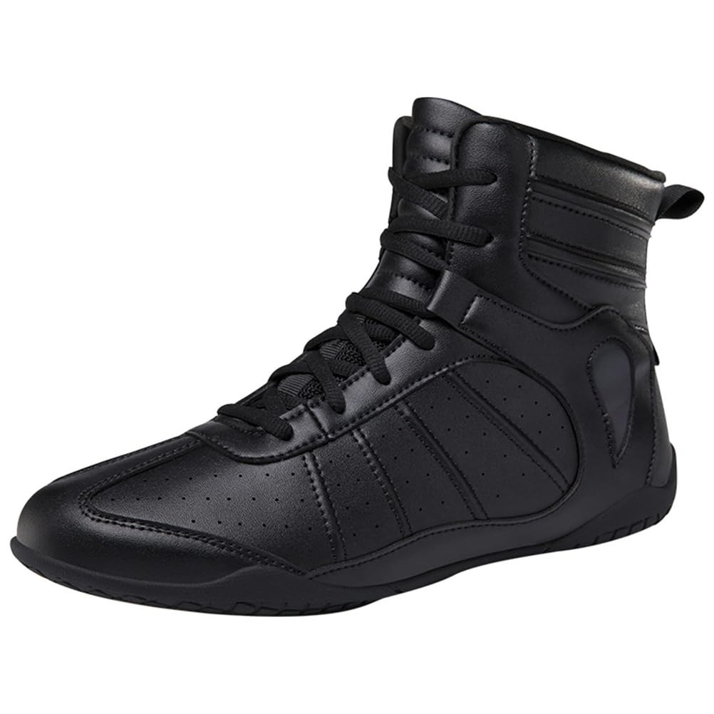 Zapatos de Boxeo y Lucha para Hombres, Soporte de Tobillo de Cuero, Botas de competición y Entrenamiento Antideslizantes, Calzado cómodo para Kickboxing y Lucha.